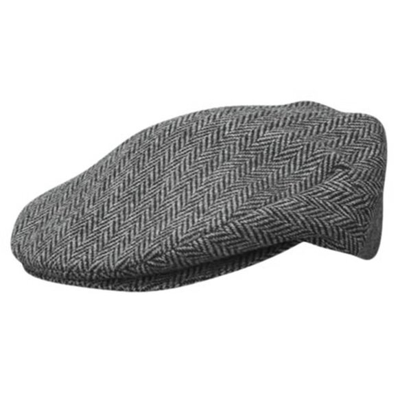 Dorfman Pacific Black & Gray Men's Classic Herringbone Ivy Cap - Picture 1 of 10